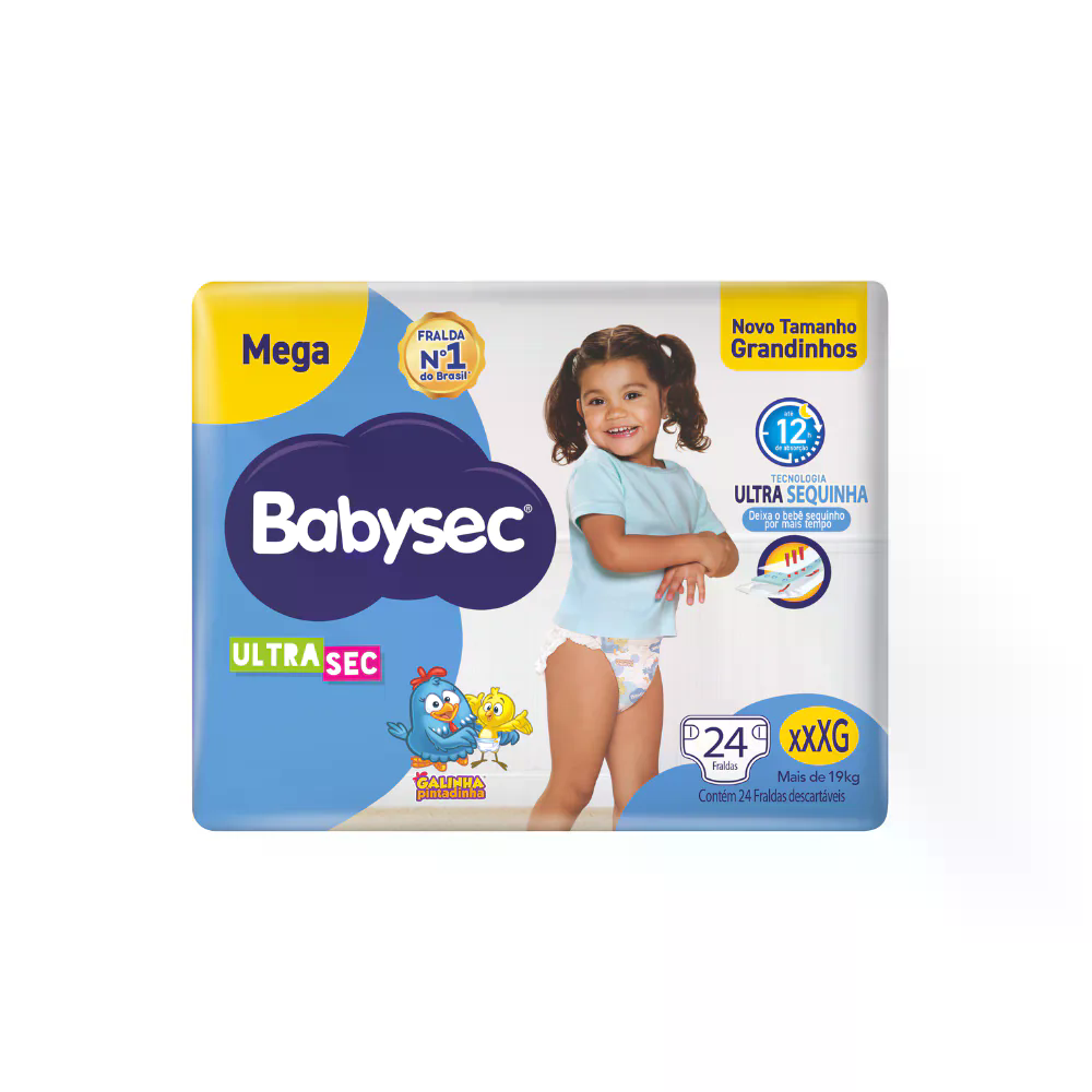 Fralda Infantil Babysec Galinha Pintadinha Mega